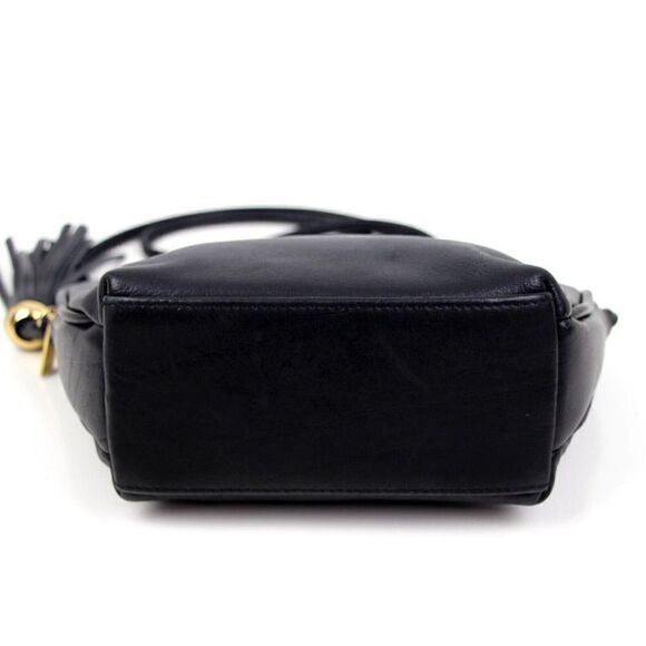 TIGNANELLO BLACK GENUINE LEATHER TASSEL CROSSBODY SHOULDER BAG HANDBAG PURSE - Picture 9 of 16
